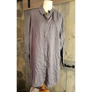 Women's JustFab Size 3X Gray Long Sleeve Button Up Collared Shirt